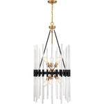 Santiago 6-Light Pendant in Matte Black with Warm Brass Accents
