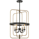 Kearney 4-Light Pendant in Vintage Black with Warm Brass
