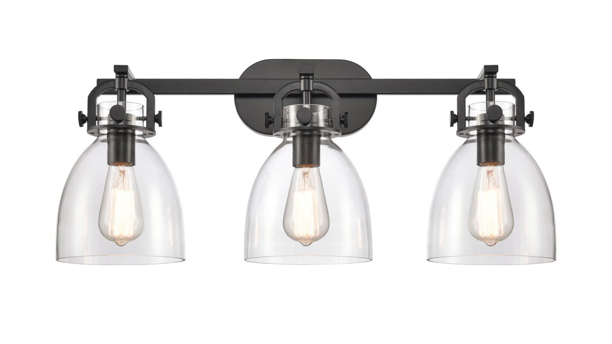Newton Bell - 3 Light - 27 inch - Matte Black - Bath Vanity Light