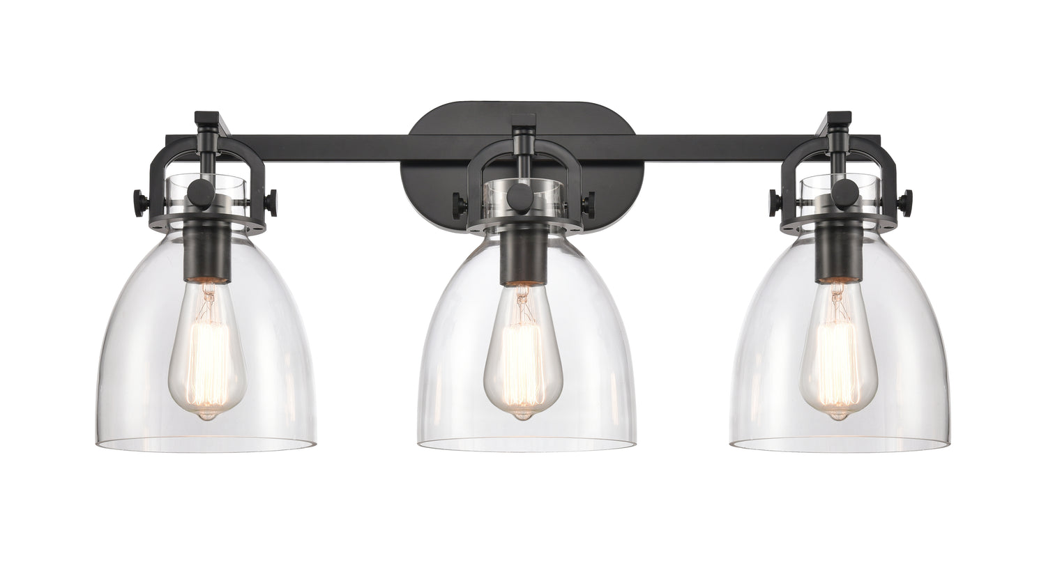 Newton Bell - 3 Light - 27 inch - Matte Black - Bath Vanity Light