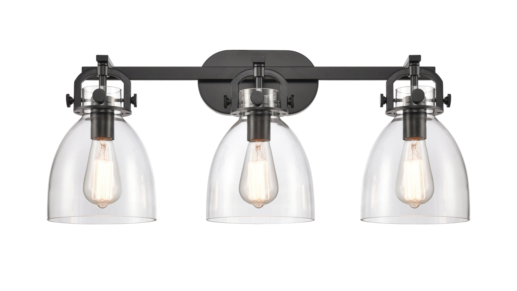 Newton Bell - 3 Light - 27 inch - Matte Black - Bath Vanity Light