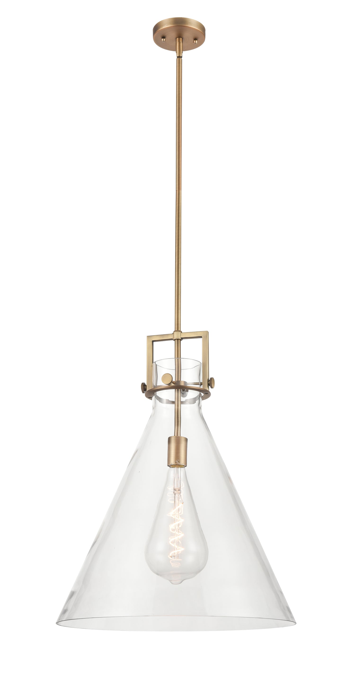 Newton Cone - 1 Light - 18 inch - Brushed Brass - Pendant