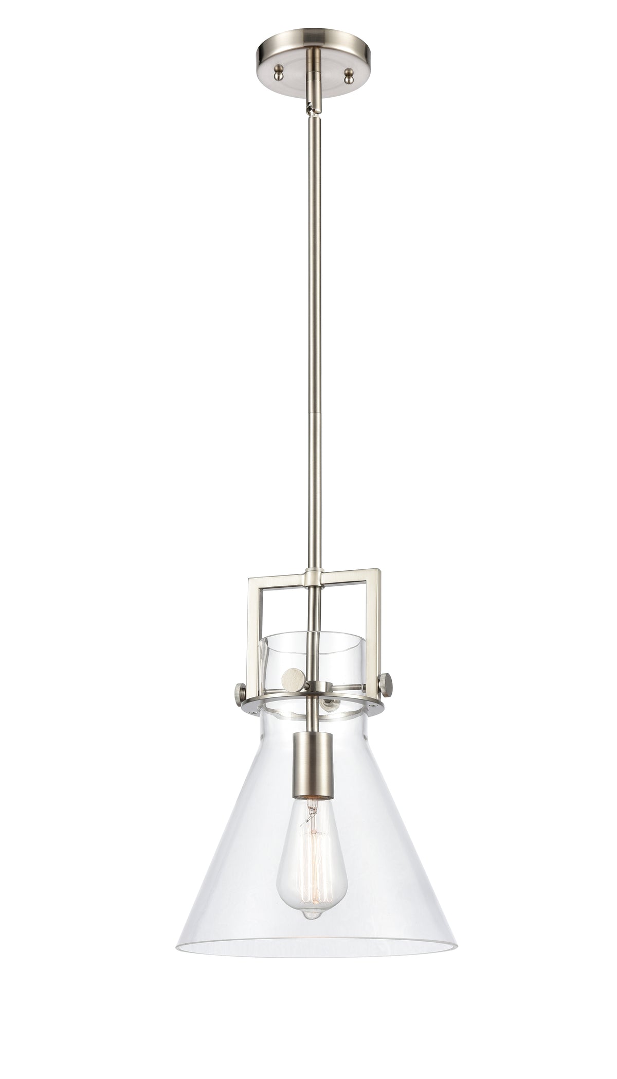 Newton Cone - 1 Light - 10 inch - Satin Nickel - Mini Pendant