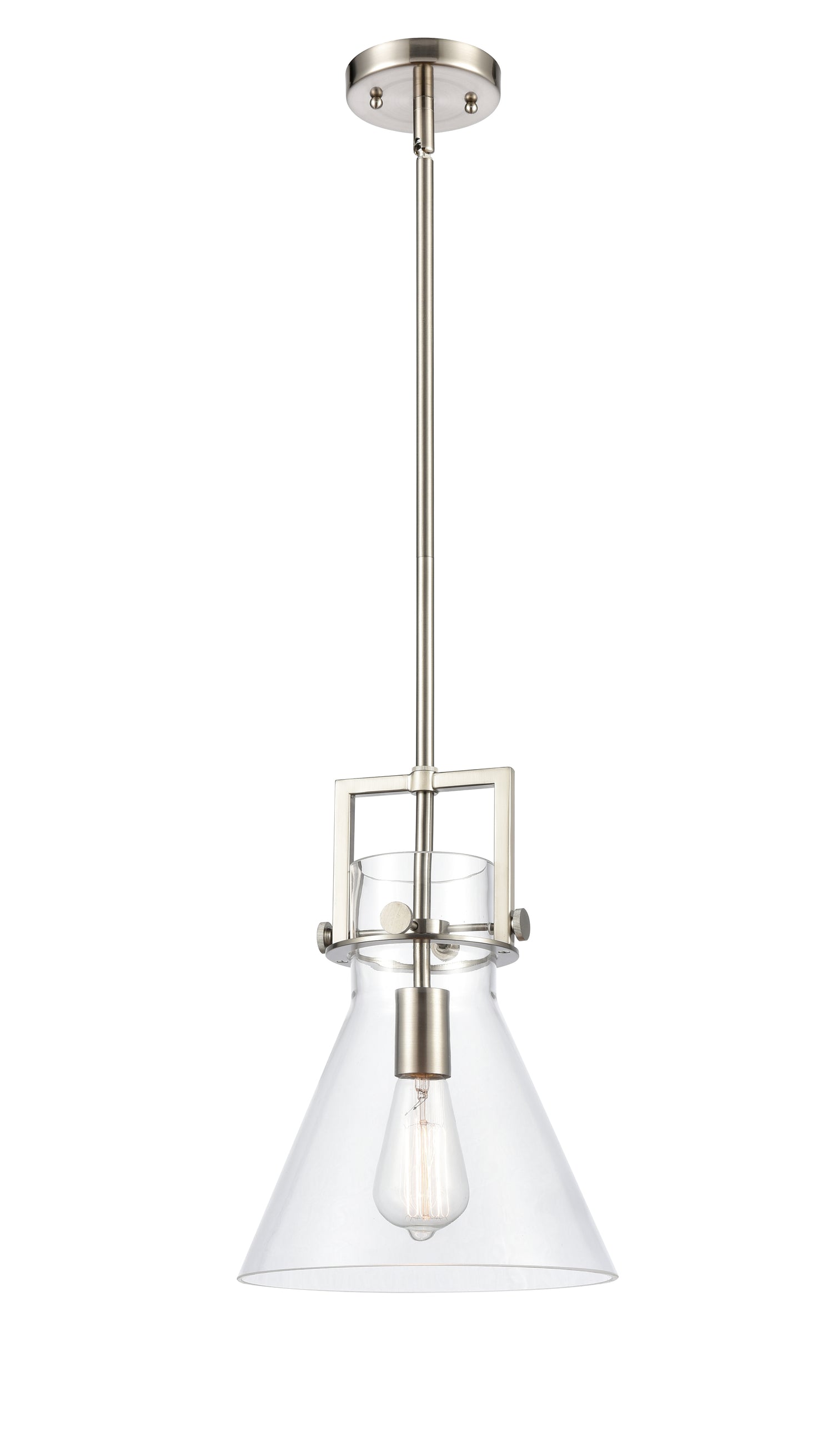 Newton Cone - 1 Light - 10 inch - Satin Nickel - Mini Pendant