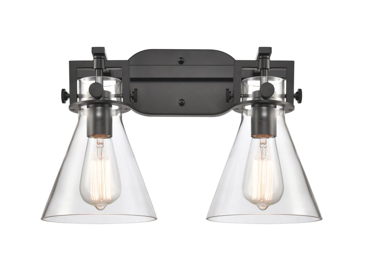 Newton Cone - 2 Light - 17 inch - Matte Black - Bath Vanity Light
