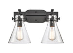 Newton Cone - 2 Light - 17 inch - Matte Black - Bath Vanity Light