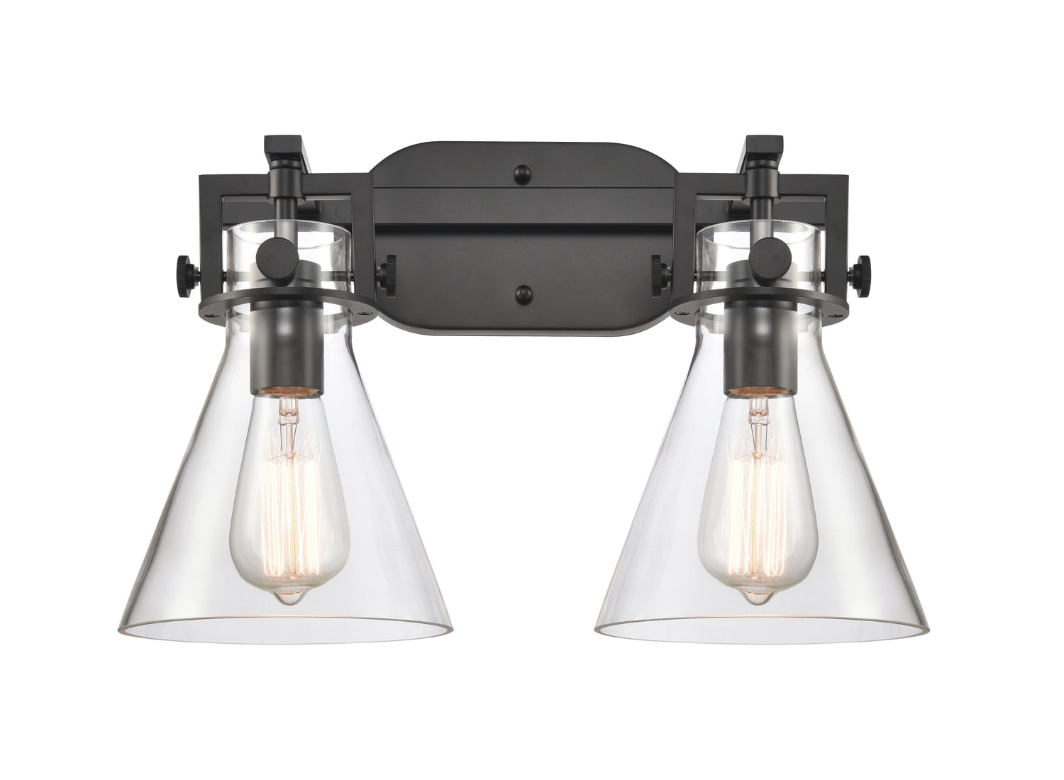 Newton Cone - 2 Light - 17 inch - Matte Black - Bath Vanity Light