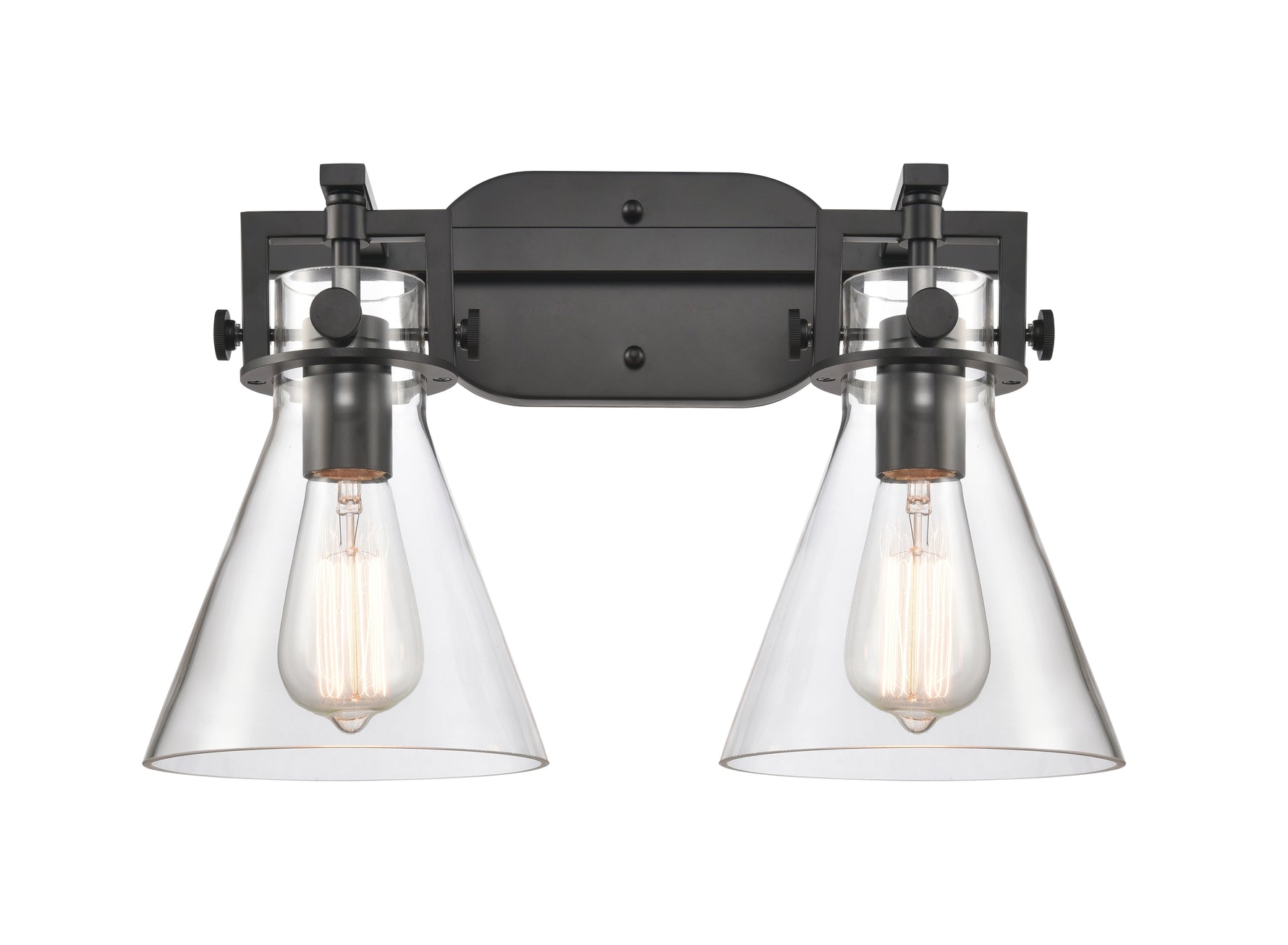 Newton Cone - 2 Light - 17 inch - Matte Black - Bath Vanity Light