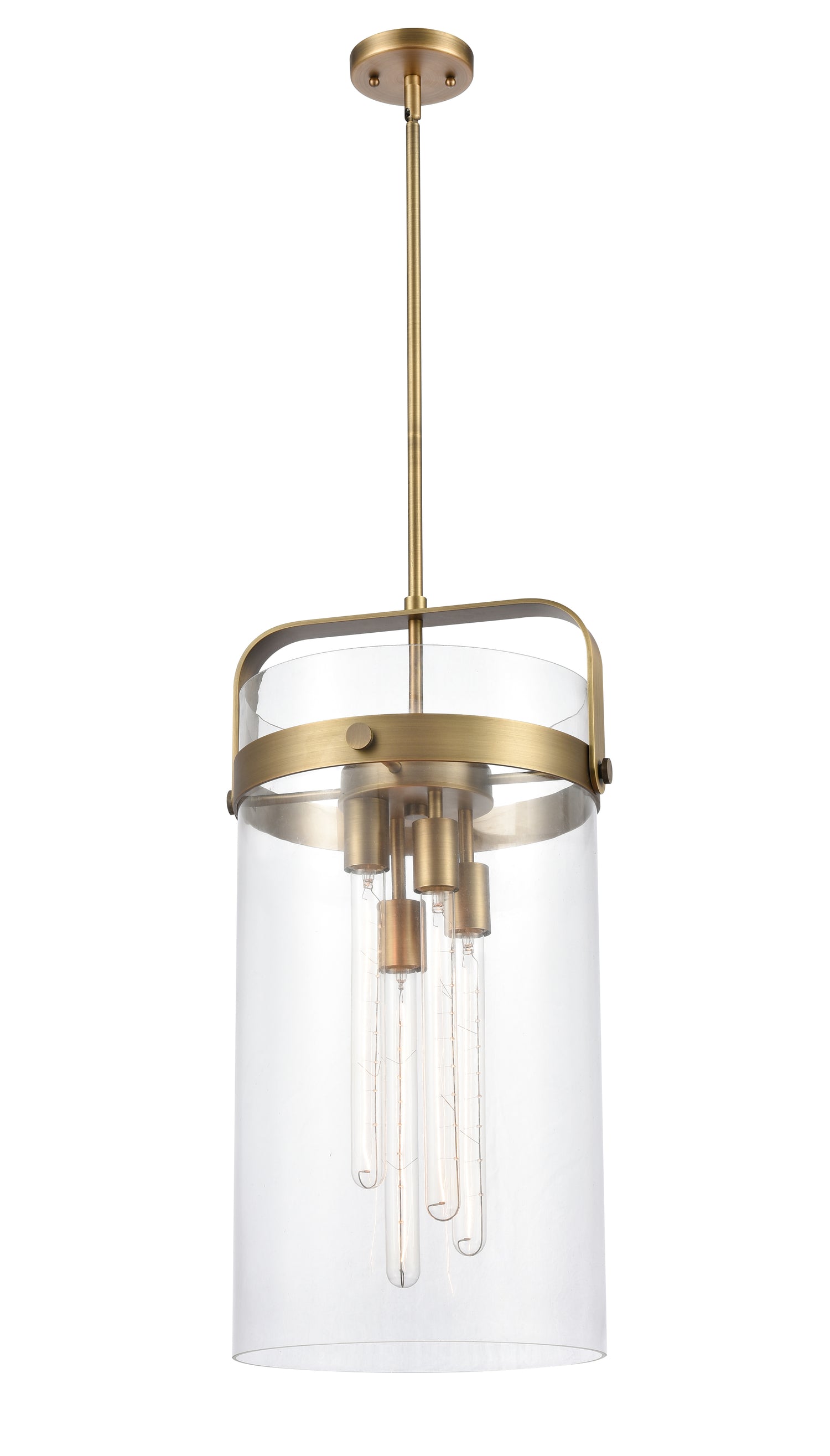 Pilaster - 4 Light - 12 inch - Brushed Brass - Pendant