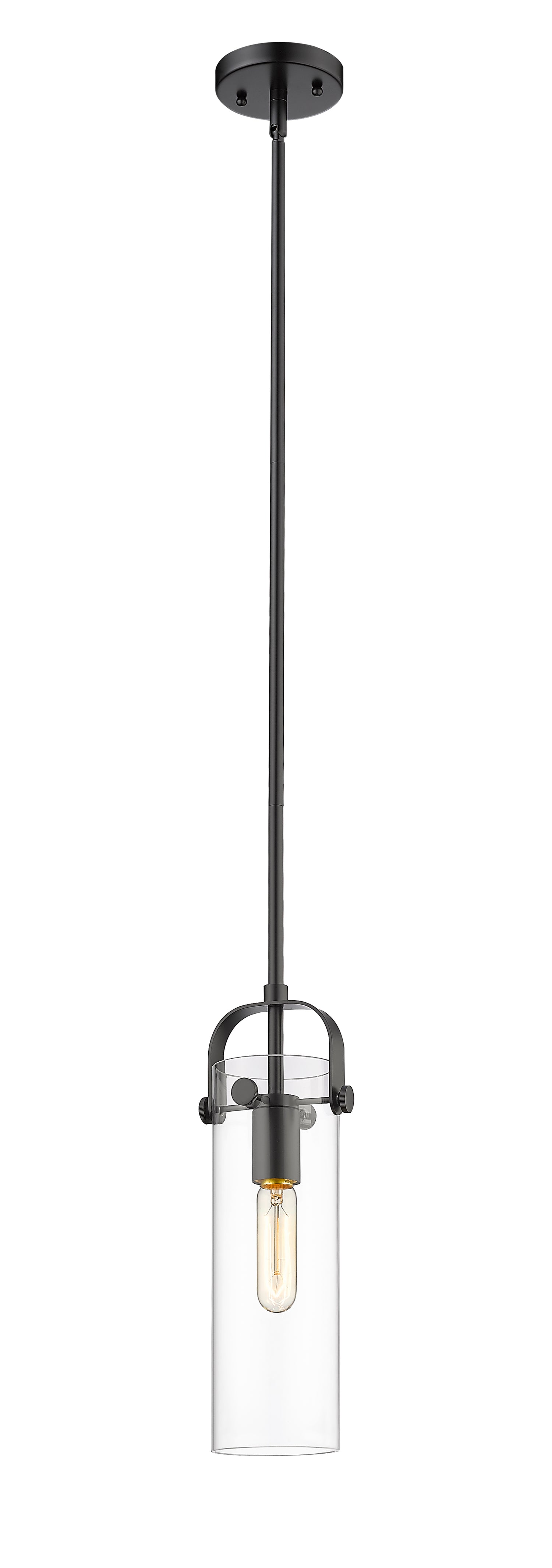 Pilaster - 1 Light - 12 inch Long Glass - Matte Black - Stem hung - Mini Pendant