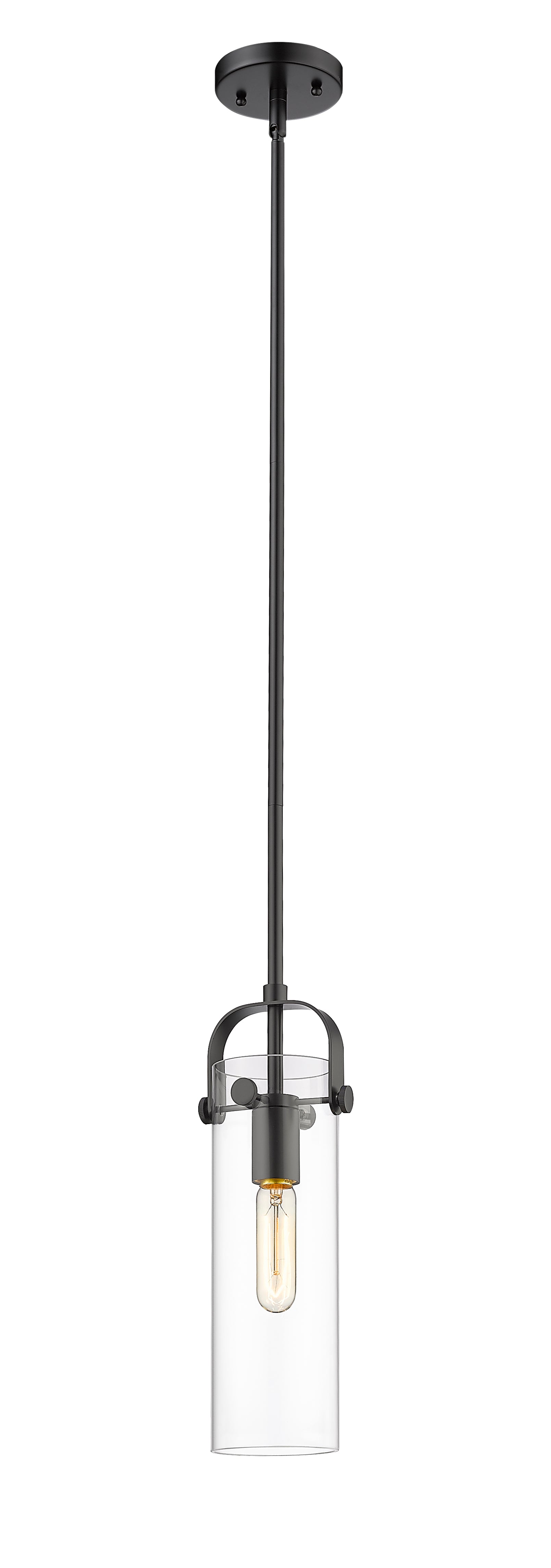 Pilaster - 1 Light - 12 inch Long Glass - Matte Black - Stem hung - Mini Pendant