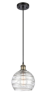 Athens Deco Swirl - 1 Light - 8 inch - Black Antique Brass - Cord hung - Mini Pendant