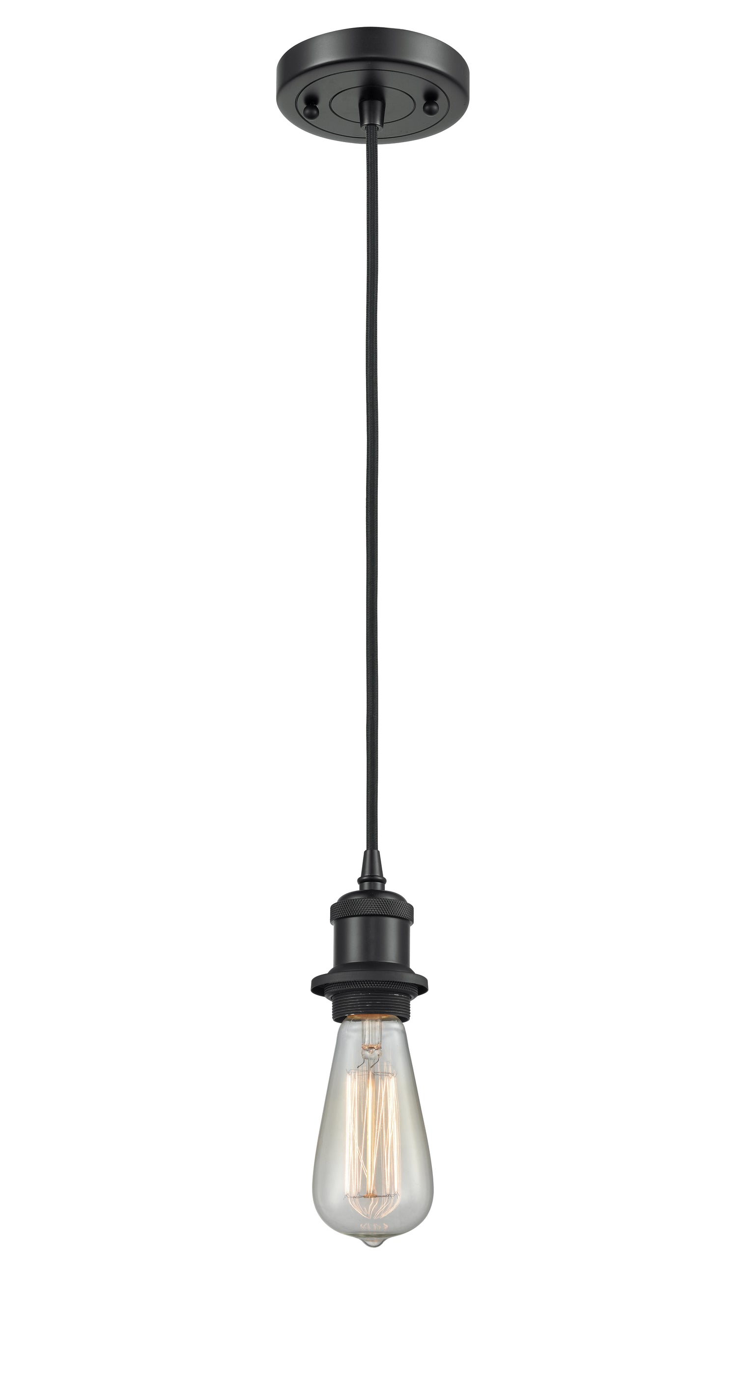 Bare Bulb - 1 Light - 5 inch - Matte Black - Cord hung - Mini Pendant