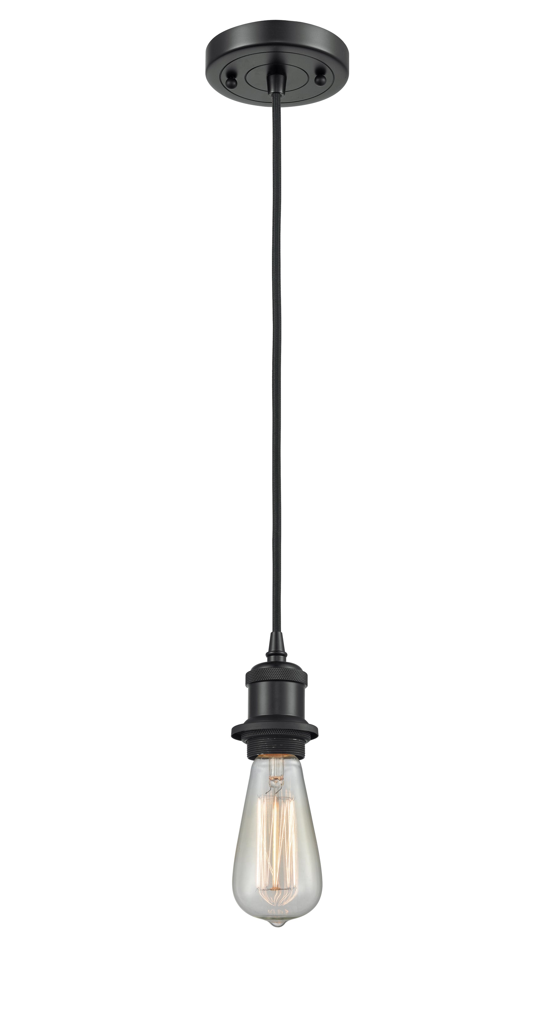 Bare Bulb - 1 Light - 5 inch - Matte Black - Cord hung - Mini Pendant