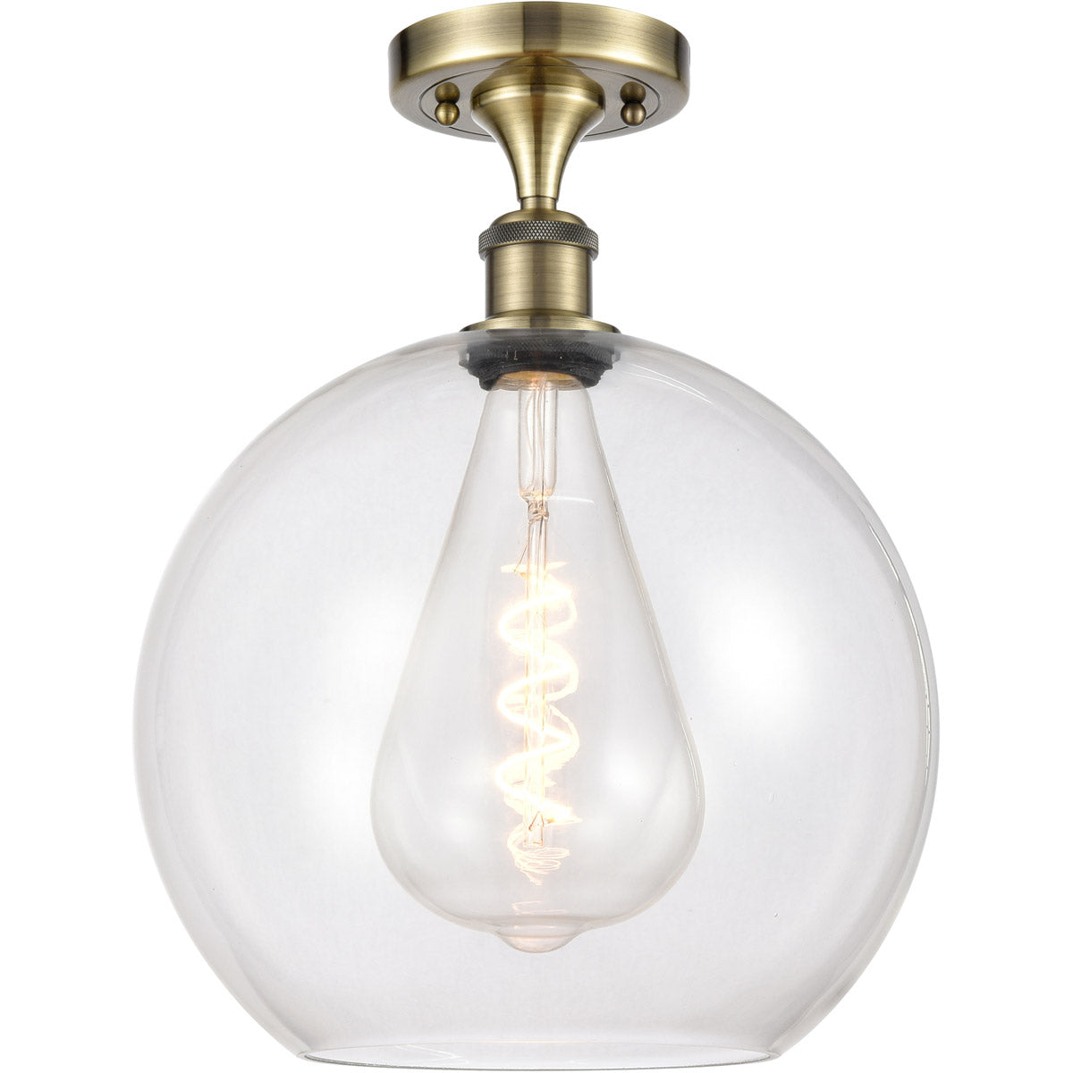Athens semi-flush Clear Antique Brass