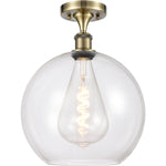 Athens semi-flush Clear Antique Brass