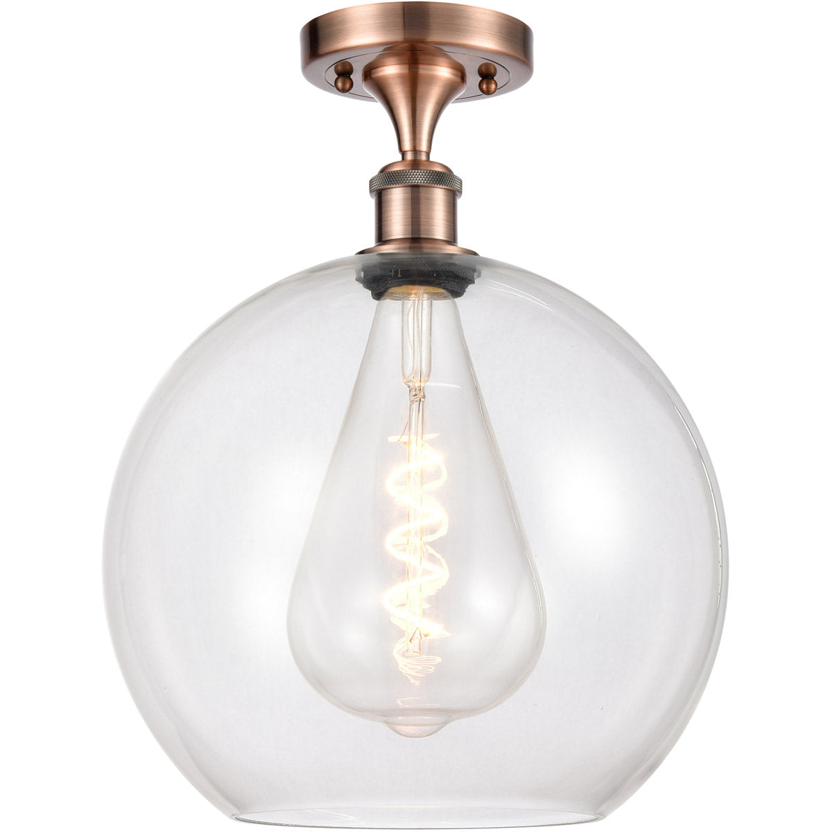 Athens semi-flush Clear Antique Copper