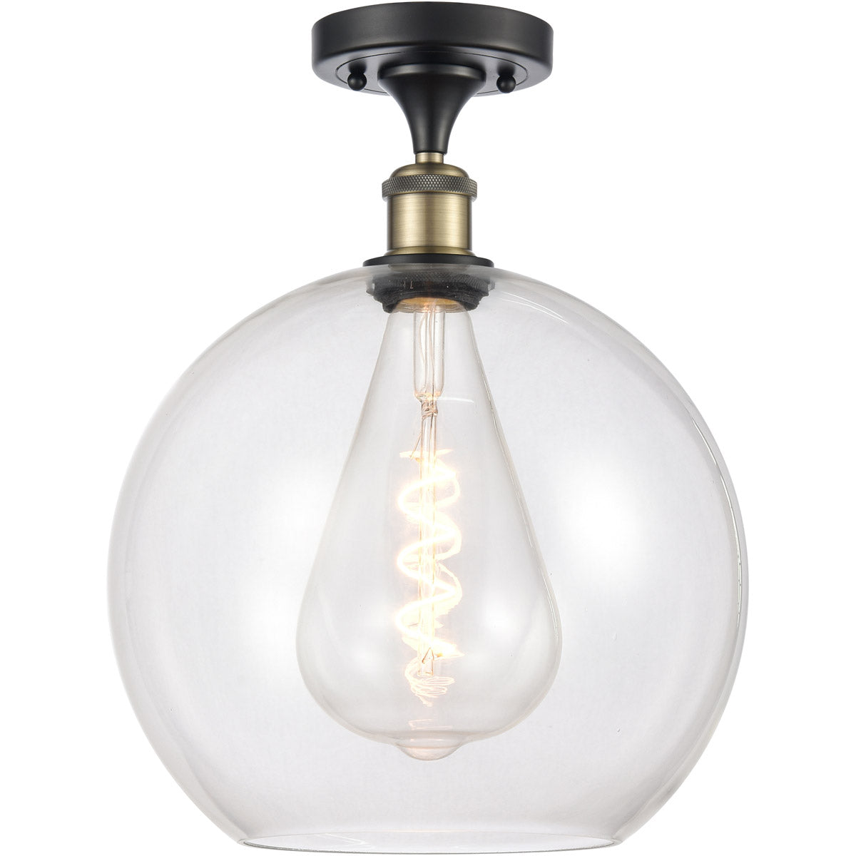 Athens semi-flush Clear Black Antique Brass