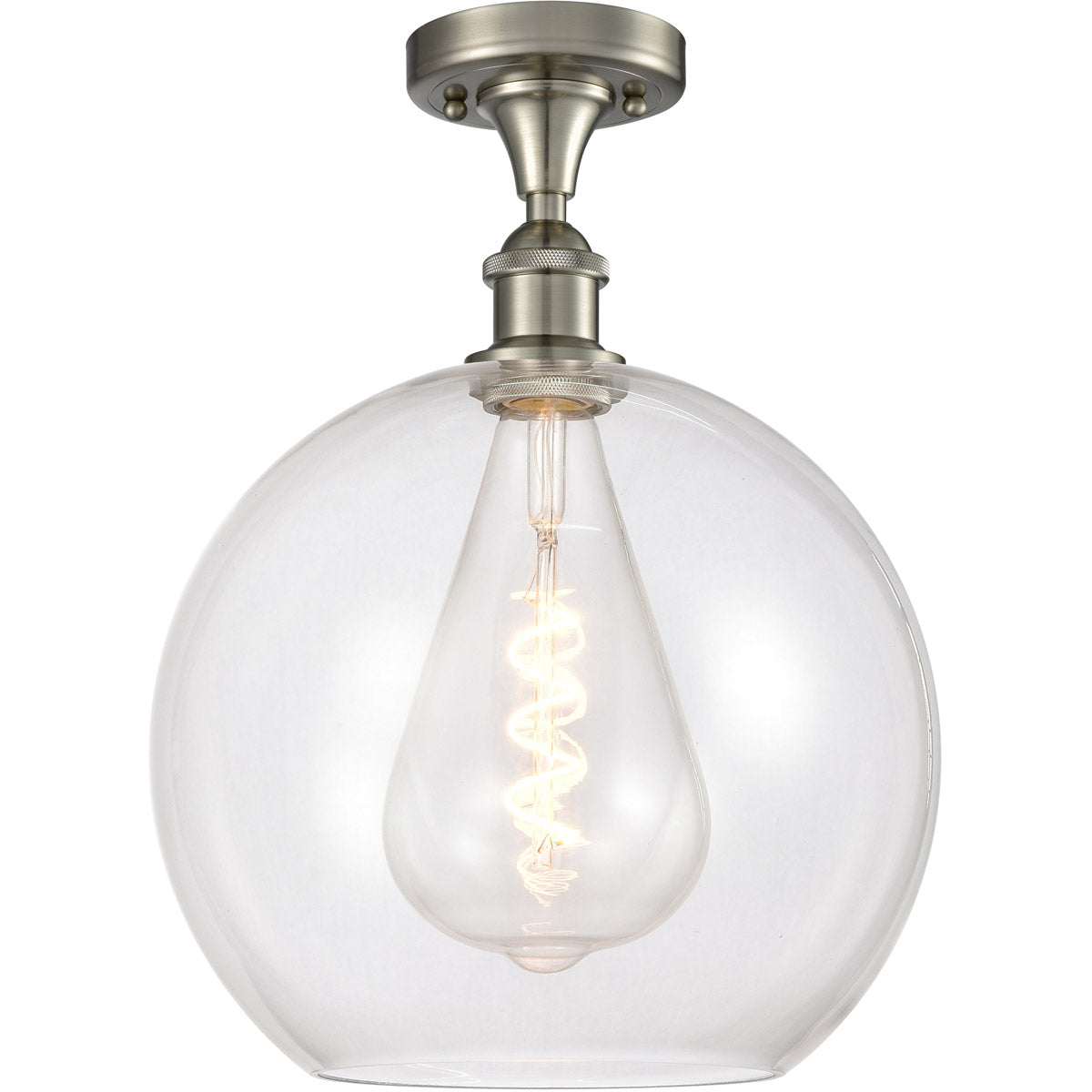 Athens semi-flush Clear Brushed Satin Nickel