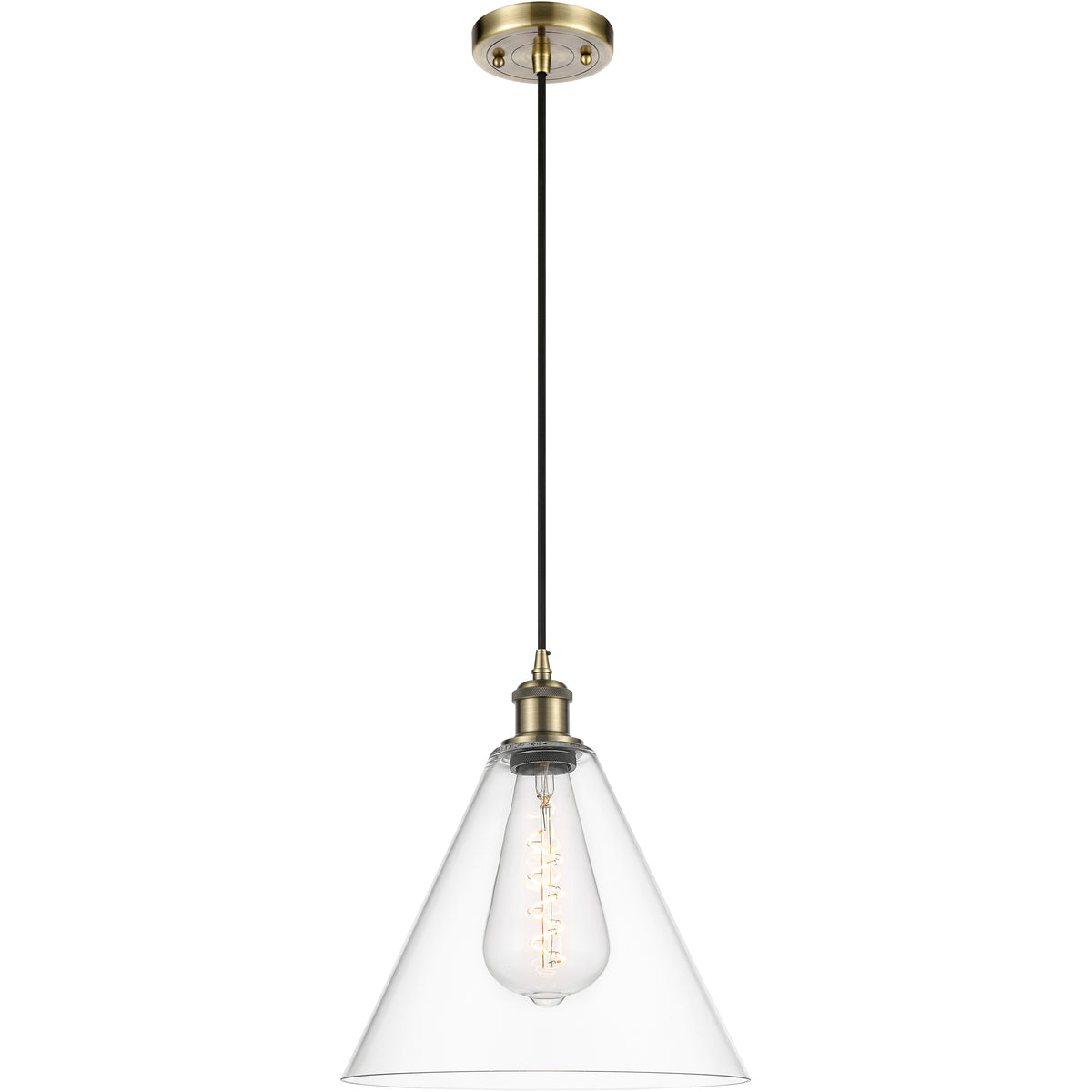 Ballston Cone Clear Antique Brass