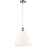 Ballston Dome Matte White Antique Brass