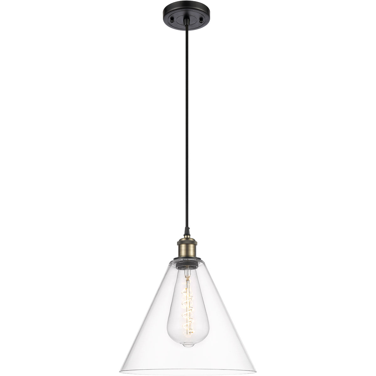 Ballston Cone Clear Black Antique Brass