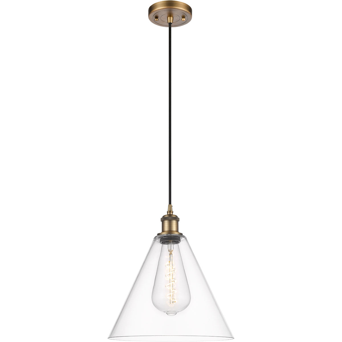 Ballston Cone Clear Brushed Brass