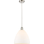 Ballston Dome Matte White Polished Nickel