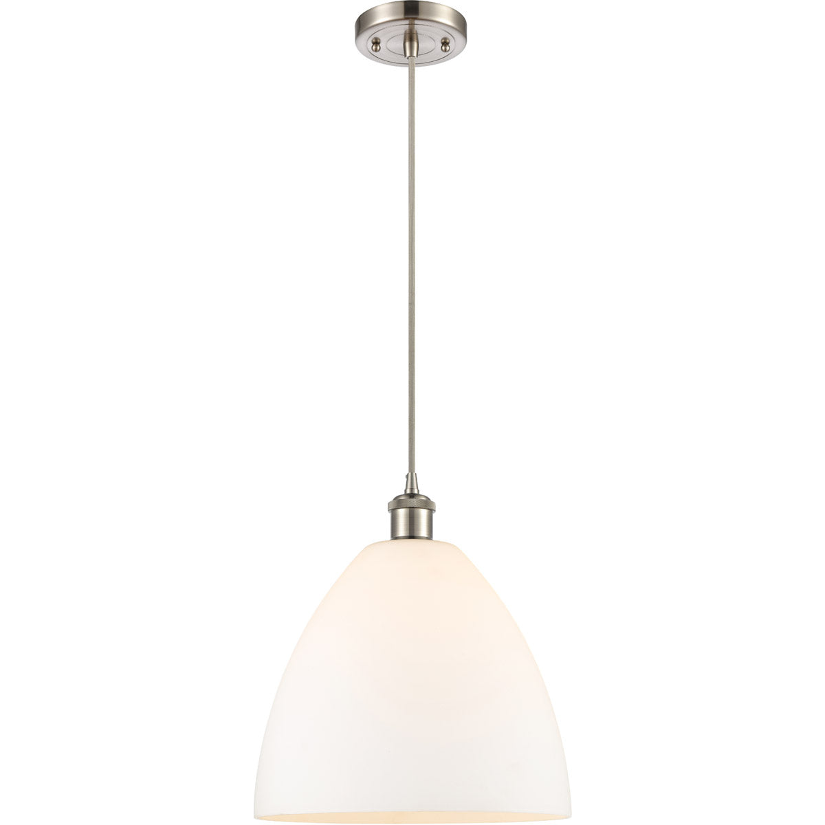 Ballston Dome Matte White Brushed Satin Nickel