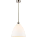 Ballston Dome Matte White Brushed Satin Nickel