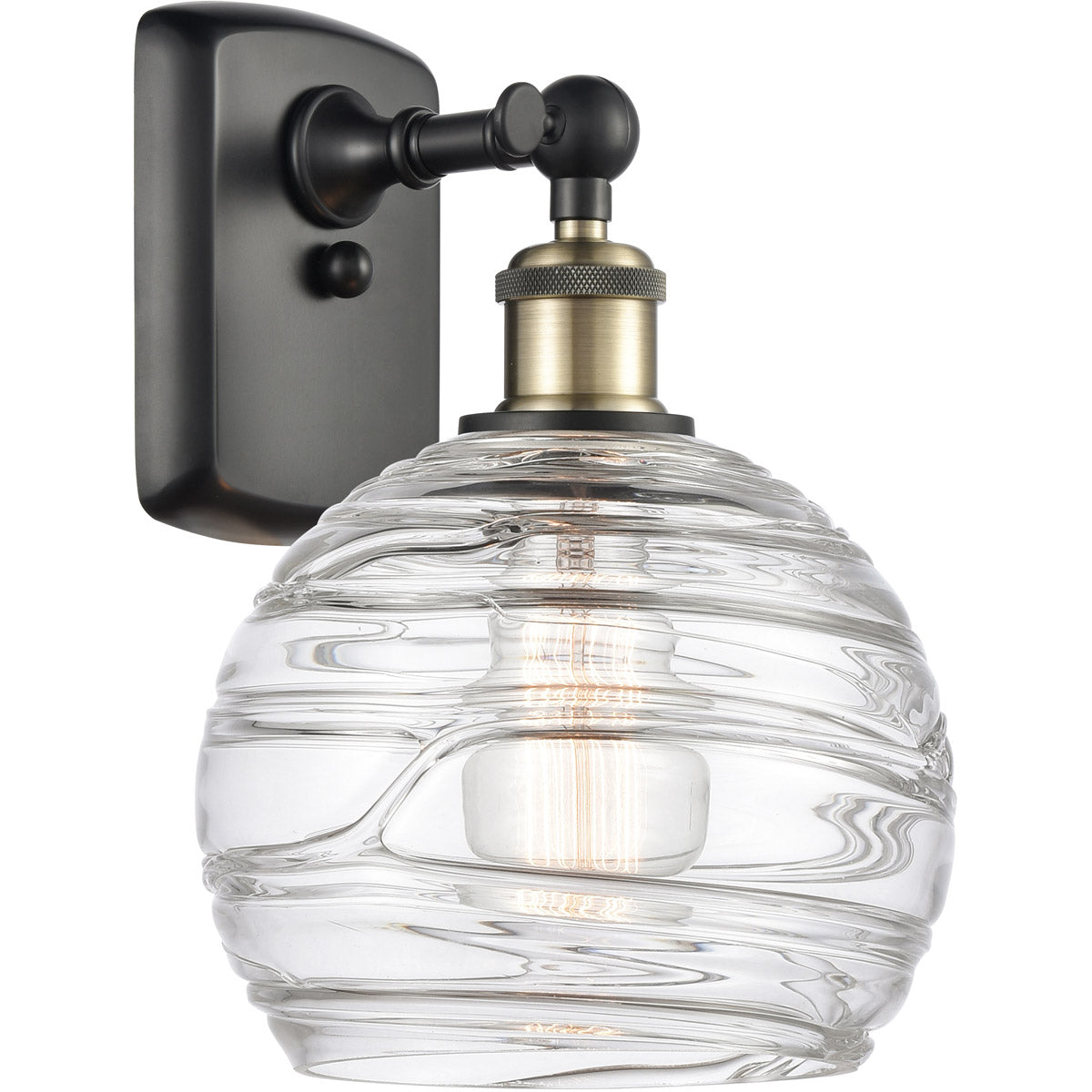 Athens sconce Deco Swirl Black Antique Brass