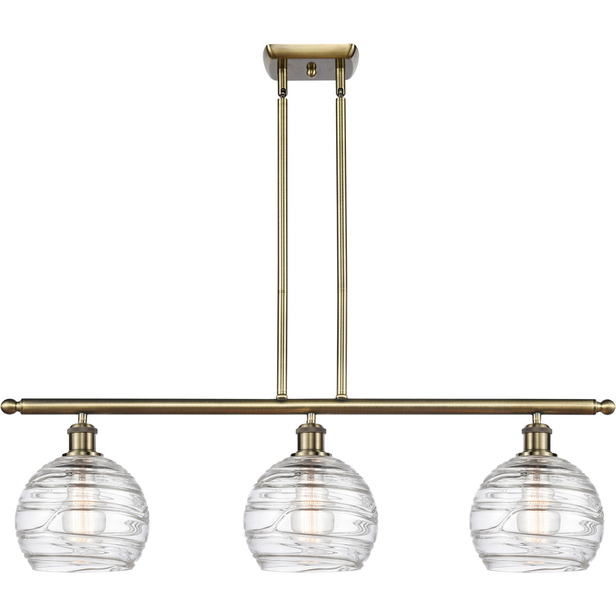 Athens 3-light island Deco Swirl Antique Brass