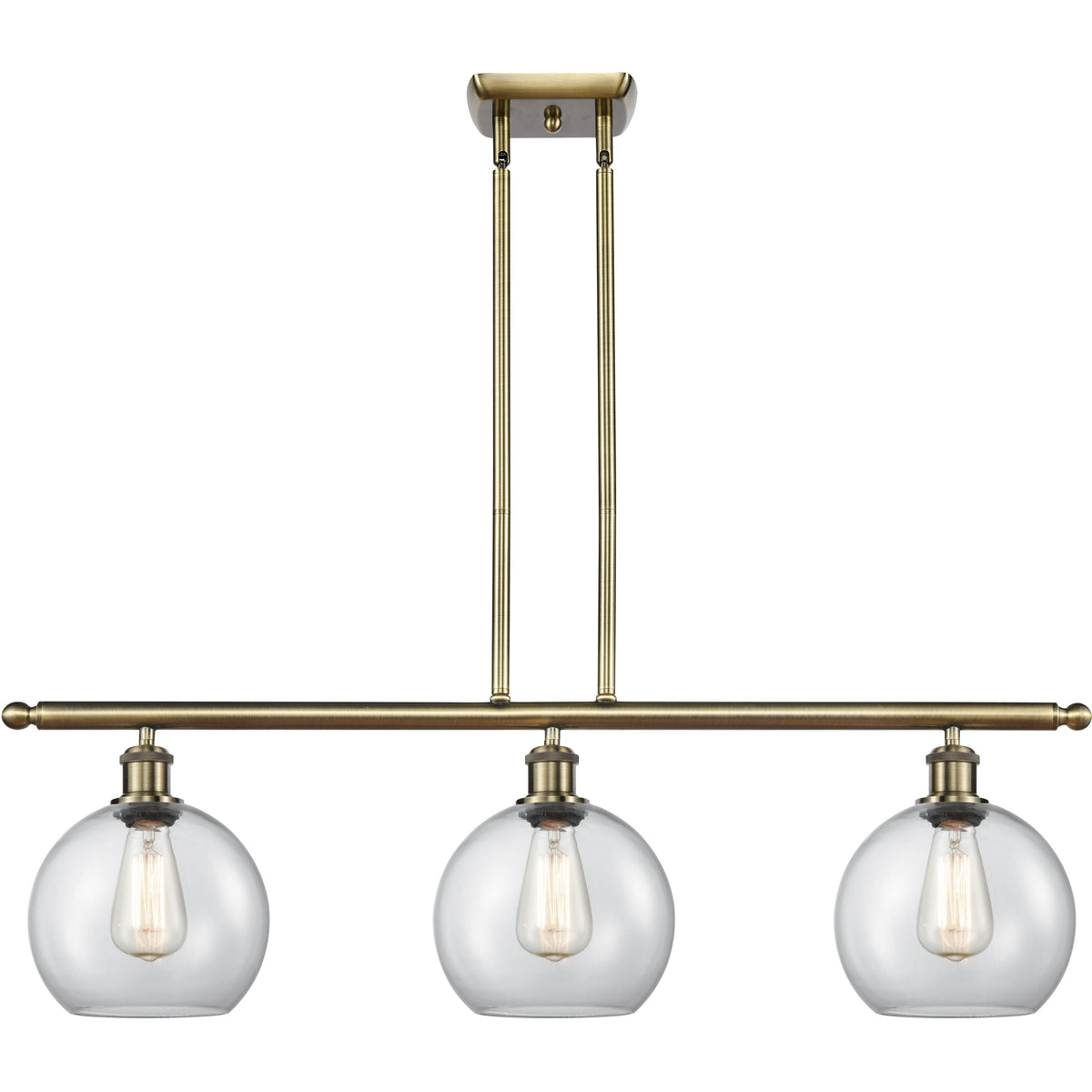 Athens 3-light island Clear Antique Brass