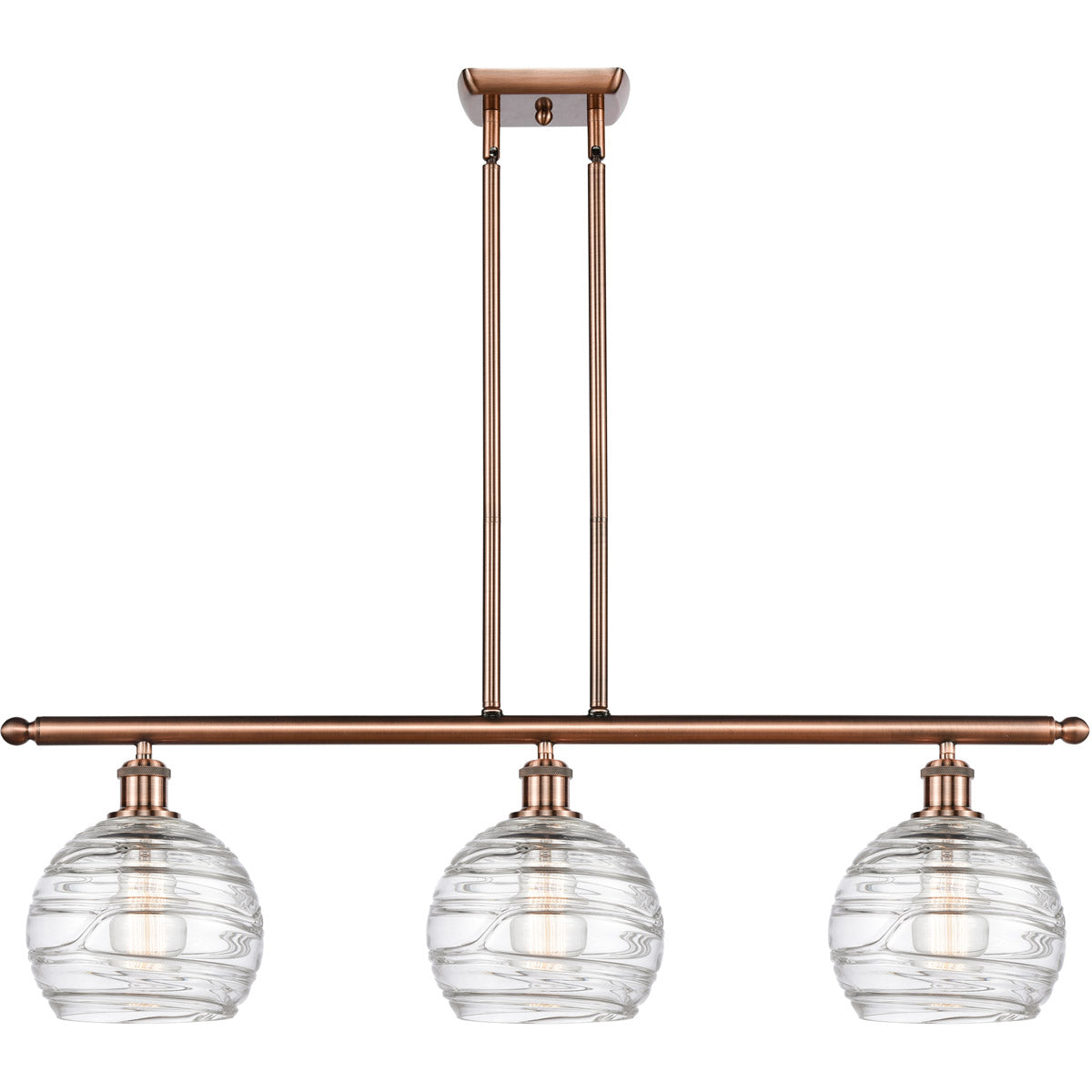 Athens 3-light island Deco Swirl Antique Copper