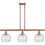 Athens 3-light island Deco Swirl Antique Copper
