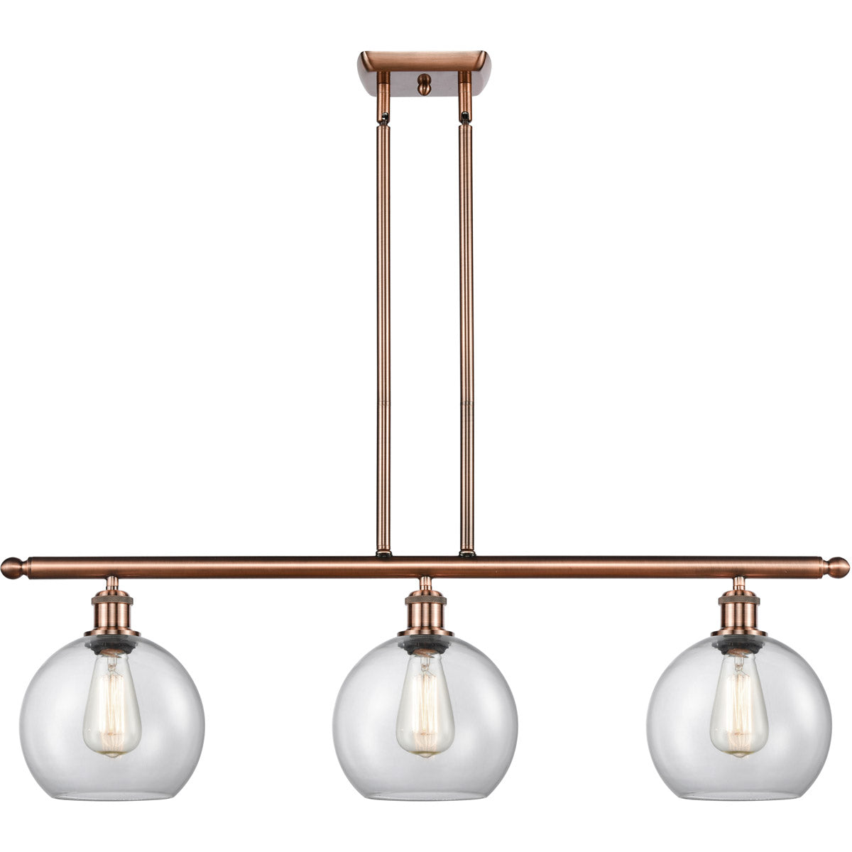 Athens 3-light island Clear Antique Copper