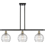 Athens 3-light island Deco Swirl Black Antique Brass
