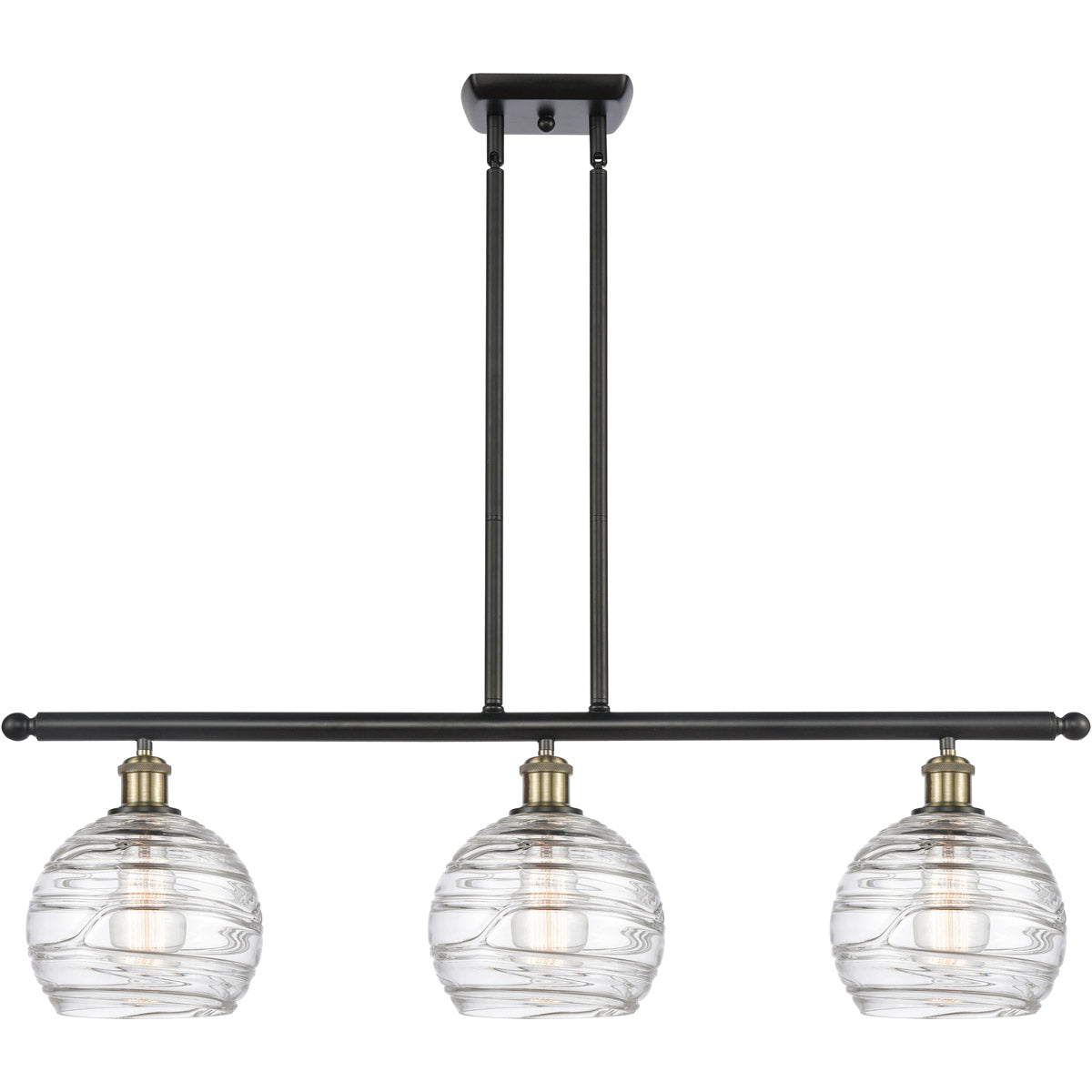 Athens 3-light island Deco Swirl Black Antique Brass