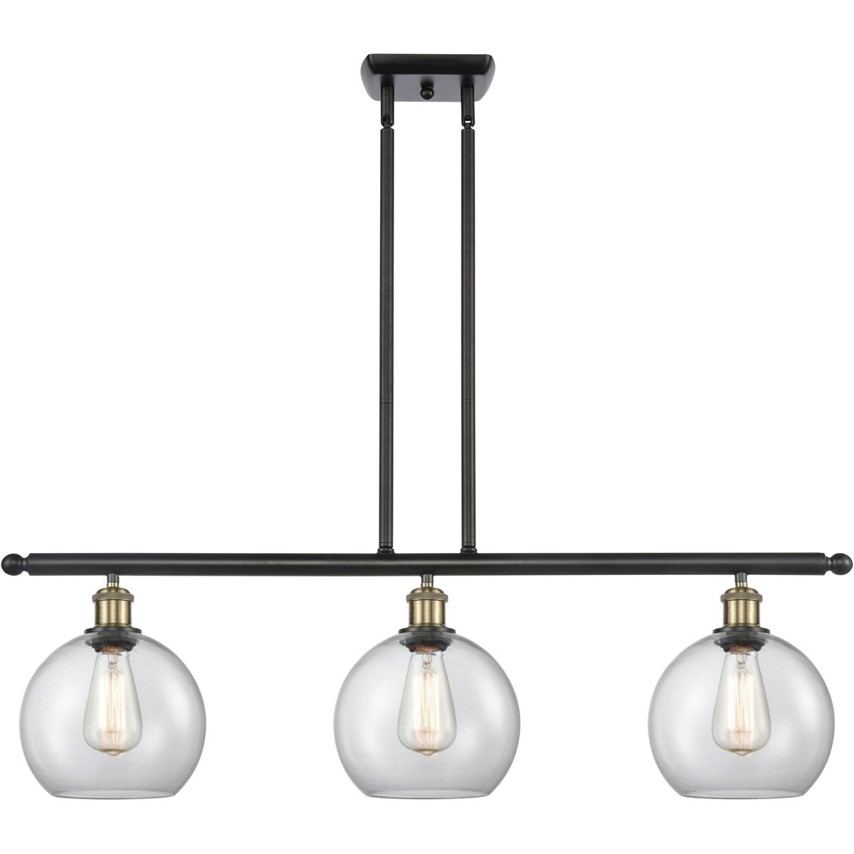 Athens 3-light island Clear Black Antique Brass