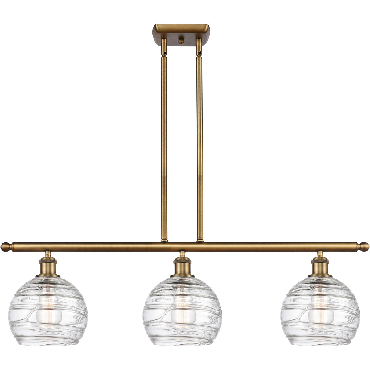Athens 3-light island Deco Swirl Brushed Brass