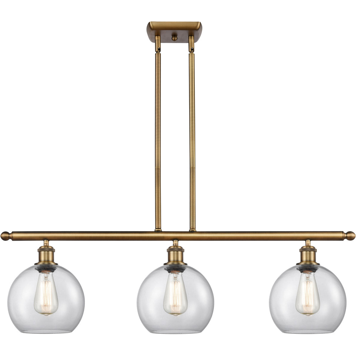 Athens 3-light island Clear Brushed Brass