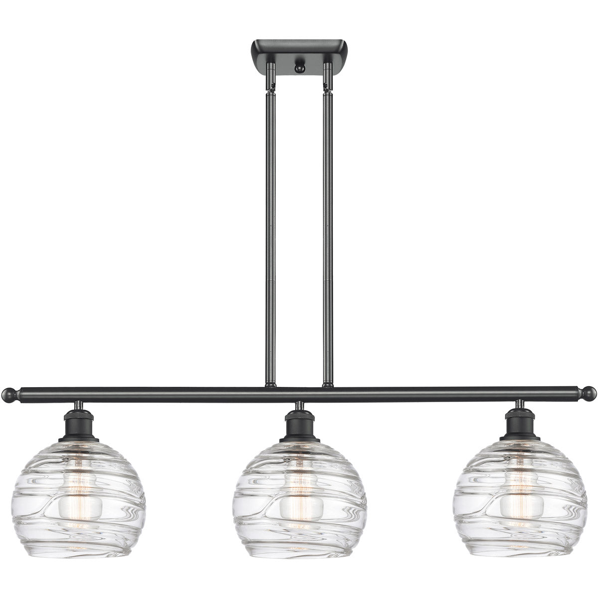 Athens 3-light island Deco Swirl Matte Black