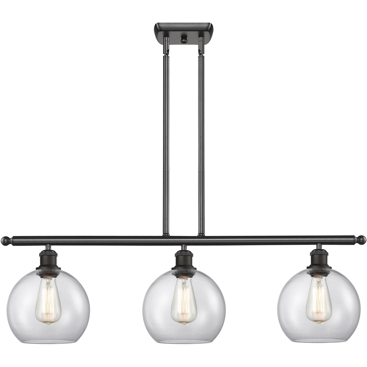 Athens 3-light island Clear Matte Black