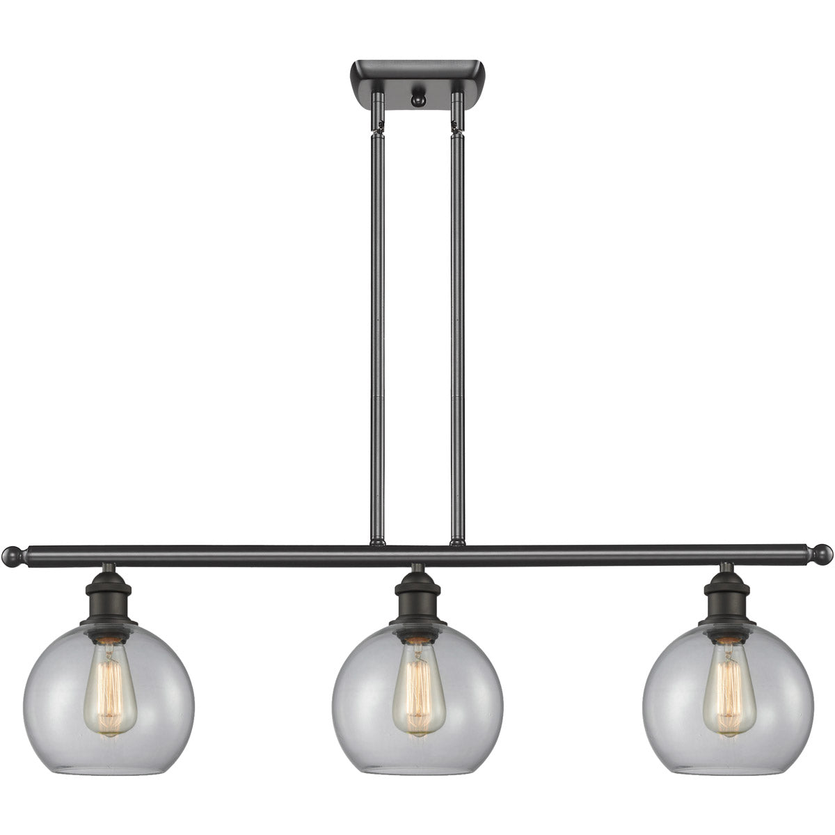 Athens 3-light island Clear Oil Rubbed Bronze