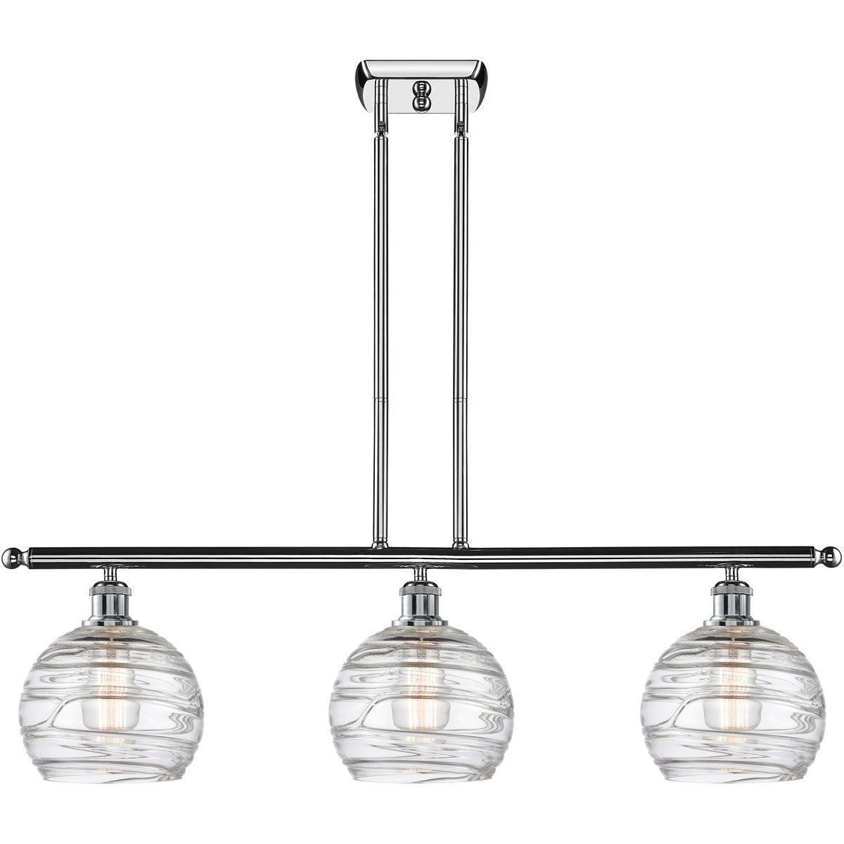 Athens 3-light island Deco Swirl Polished Chrome