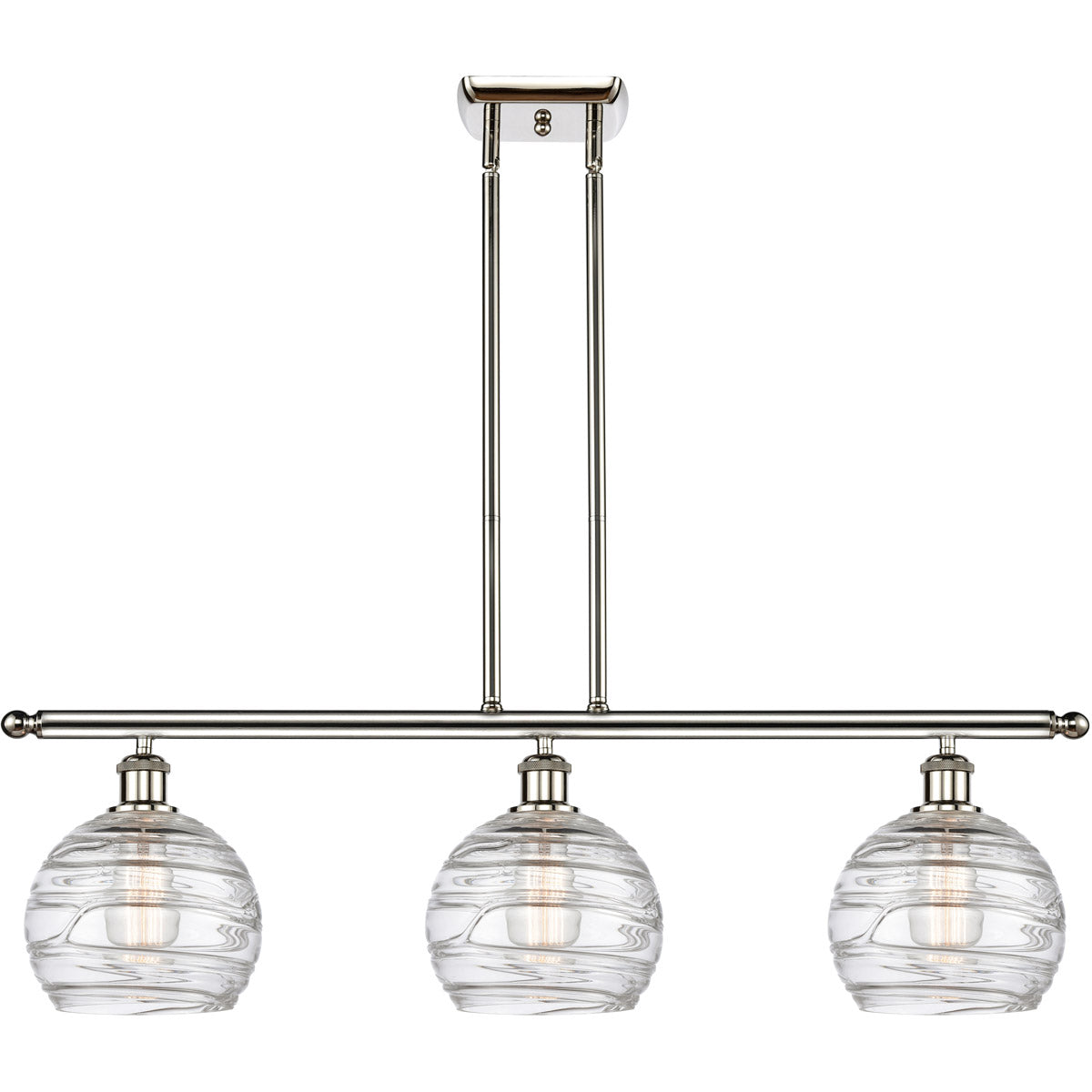 Athens 3-light island Deco Swirl Polished Nickel