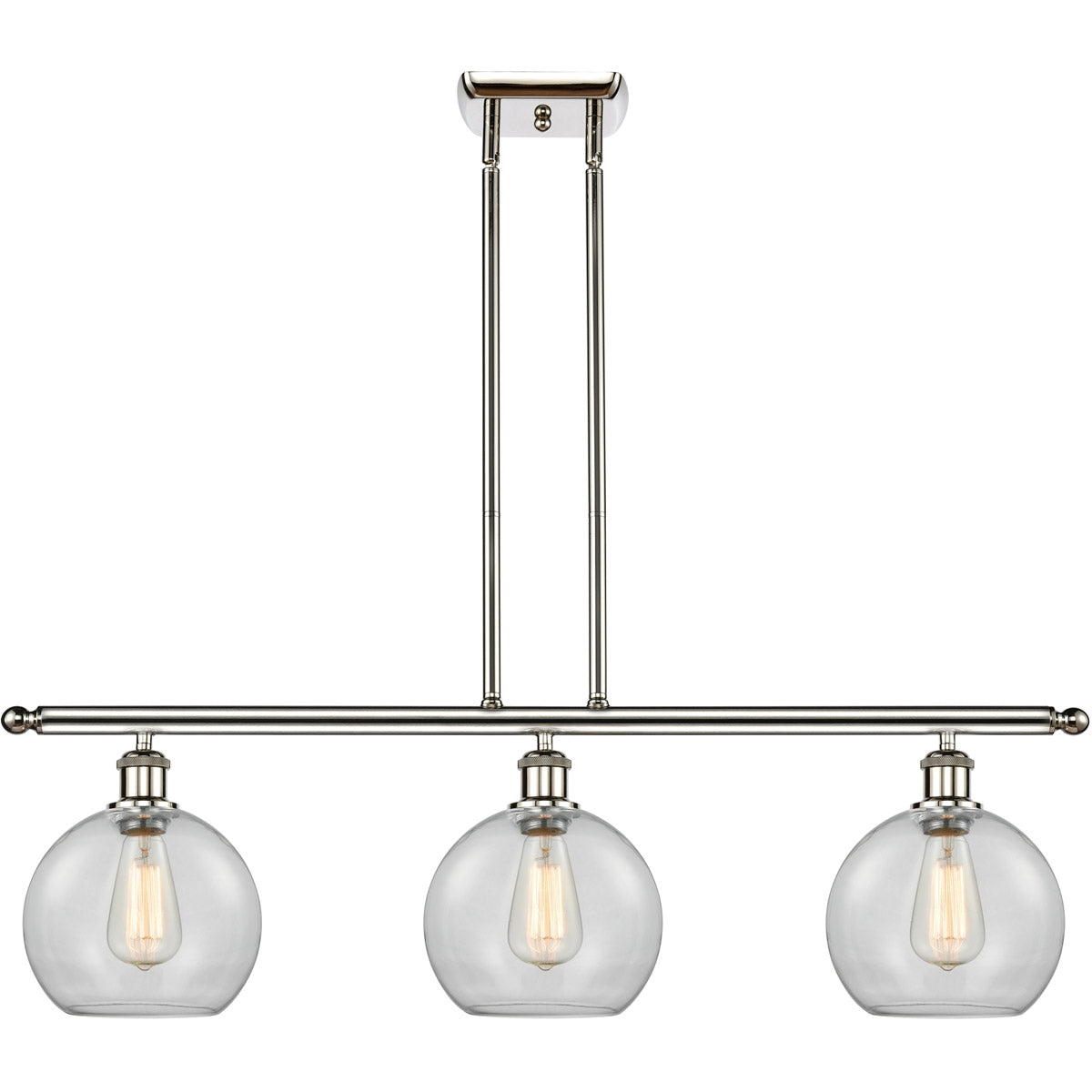 Athens 3-light island Clear Polished Nickel