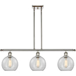 Athens 3-light island Clear Polished Nickel