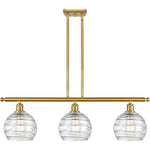 Athens 3-light island Deco Swirl Satin Gold