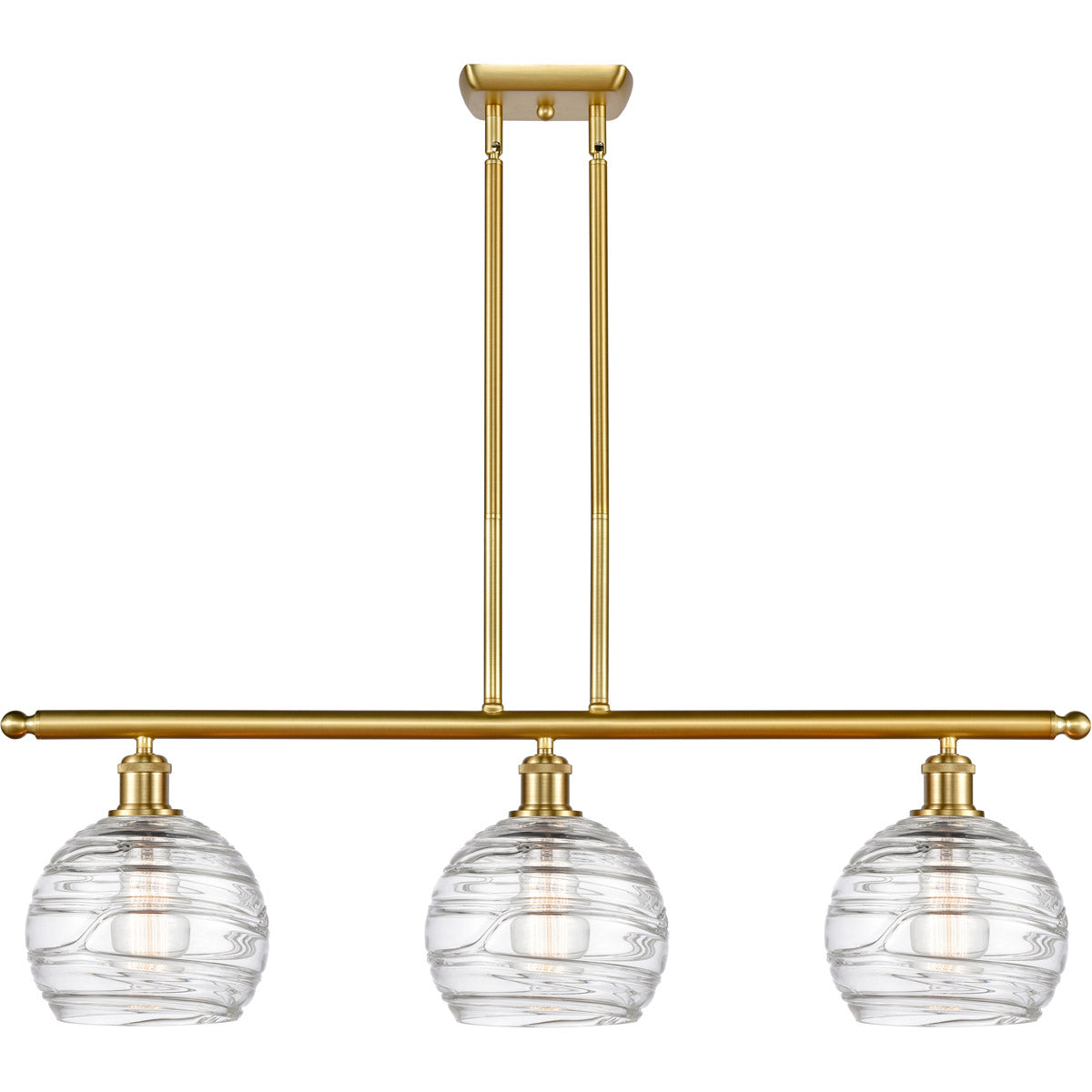Athens 3-light island Deco Swirl Satin Gold